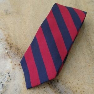 Jo's A Bank men's silk repp tie red navy stripe patriotic luxury designer USA